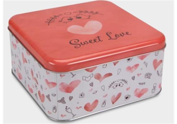 Gebäckdosen Sweet Love quadr. bunt ca. 16.5 x 16.5x8 cm