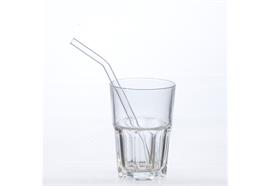 Glas-Trinkhalm gebogen 20cm, m. Bürste, Simax, 6er-Pack