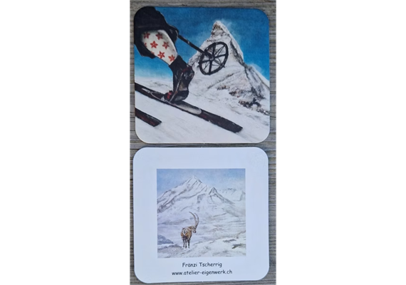 Glasuntersetzer Matterhorn/Steinbock