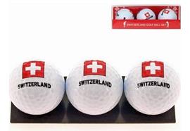 Golfball-Geschenk-Set à 3 Stk. weiss CH-Wappen