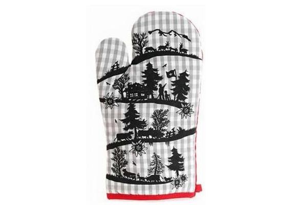 Grillhandschuh grau-weiss kariert, Design Scherenschnitt II Grillhandschuh grau-weiss kariert, Design Scherenschnitt II