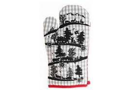 Grillhandschuh grau-weiss kariert, Design Scherenschnitt II