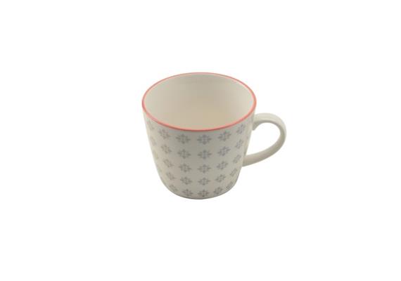 Henkelbecher grau Rand rot