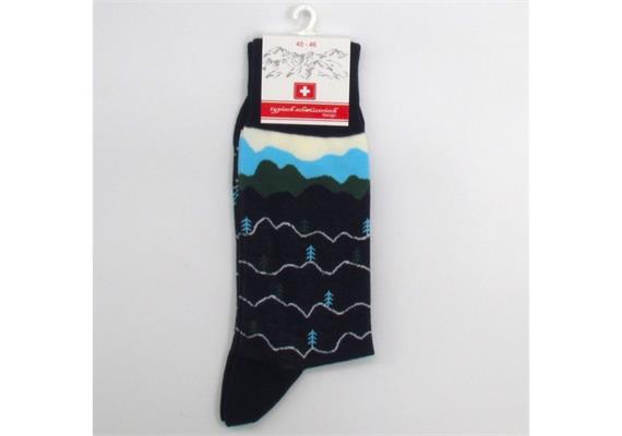 Herrensocken Bergmotiv schwarz 40-46