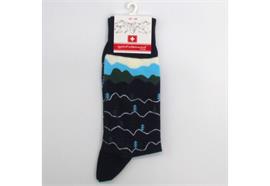 Herrensocken Bergmotiv schwarz 40-46