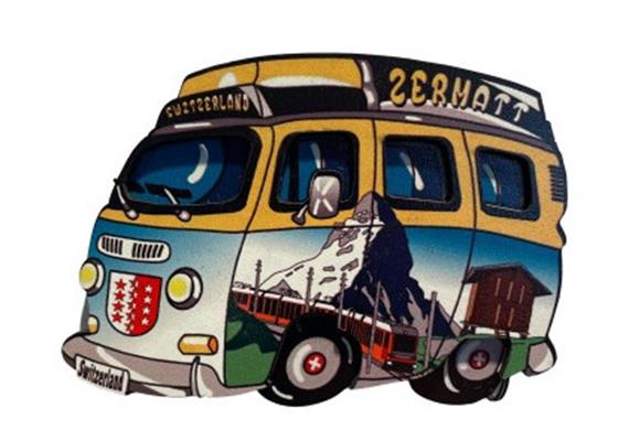Holzmagnet Bus Motiv Zermatt Holzmagnet Bus Motiv Zermatt