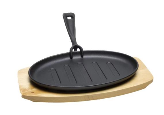 Hot Plate mit Holzunterteller 3tlg. 27.5x17.7cm