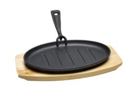 Hot Plate mit Holzunterteller 3tlg. 27.5x17.7cm