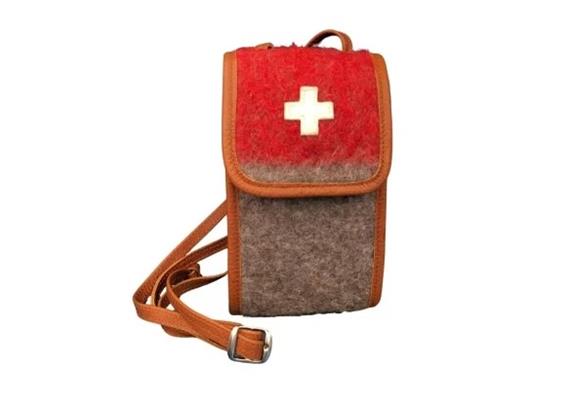 i-phone Tasche mit Ausziehband und CH Kreuz