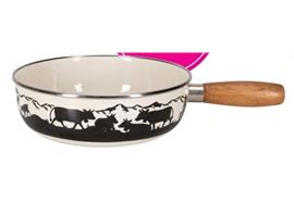 Käsefondue - Caquelon "Alpkühe", Emaille, 22cmØ ivory