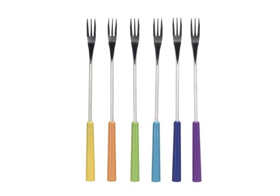 Käsefondue - Gabeln "Colori", Kunststoffgriff farbig, 6 Stück