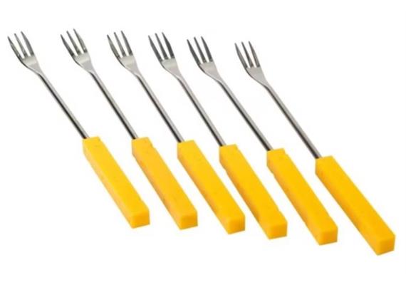 Käsefondue - Gabeln "Käse", Kunststoffgriff gelb, 6 Stück