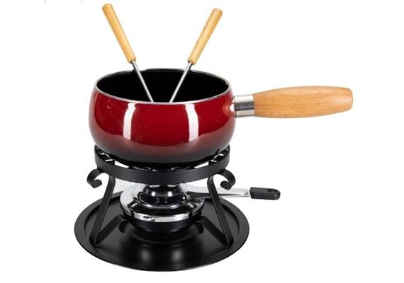 Käsefondue - Set "Bombata Rouge", Emaille,5-teilig, rot-schwarz, Ø 16cm Käsefondue - Set "Bombata Rouge", Emaille,5-teilig, rot-schwarz, Ø 16cm