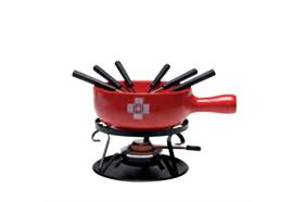 Käsefondue-Set "Doppelkreuz", 9 teilig, rot