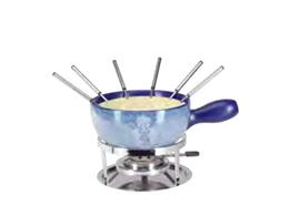 Käsefondue-Set Emaille Blue Ice 9-teilig