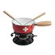 Käsefondue-Set Emaille CH-Kreuz 16 cm rot