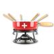 Käsefondue Set Emaille CH-Kreuz 9-teilig rot