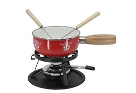 Käsefondue Set Emaille Hirsch Paar 5-teilig rot