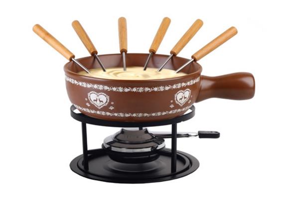 Käsefondue-Set Hirsch-Herz 9-teilig braun Käsefondue-Set Hirsch-Herz 9-teilig braun