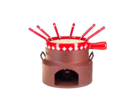 Käsefondue-Set "Milchbotte CH-Kreuz" 9tlg.