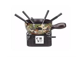Käsefondue Set Military 20 x 34 x 19 cm grün