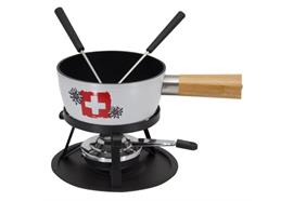 Käsefondue Set "Swiss", Aluguss, weiss, 5-teilig