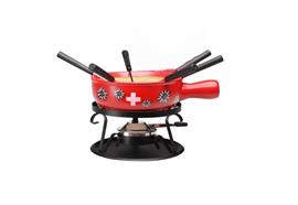 Käsefondue - Set "Swiss Edelweiss", 9-teilig, rot