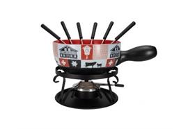 Käsefondue- Set "Swissness", schwarz-rot, 9-teilig, Ø 22cm