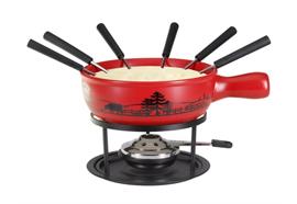 Käsefondue-Set Wiese 9-teilig rot