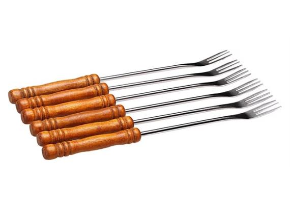 Käsefonduegabeln Holzgriff, 6Stk. Käsefonduegabeln Holzgriff, 6Stk.