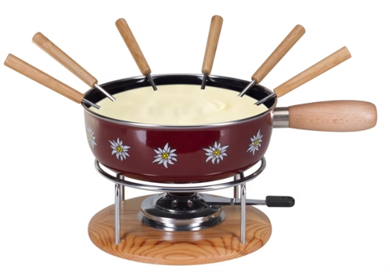 Käsefondueset "Edelweiss" Emaille 9teilig braun Käsefondueset "Edelweiss" Emaille 9teilig braun