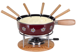 Käsefondueset "Edelweiss" Emaille 9teilig braun