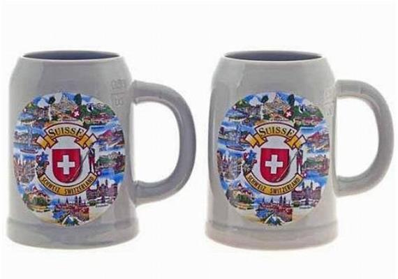 Keramik-Bierkrug grau,ohne Deckel