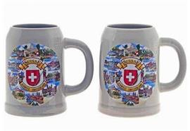 Keramik-Bierkrug grau,ohne Deckel