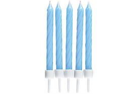 Kerzen mit Halter 10stk hellblau