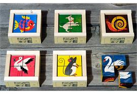 Klötzlipuzzle 4-teilig Tiere Farbgrund ,Holzspiel