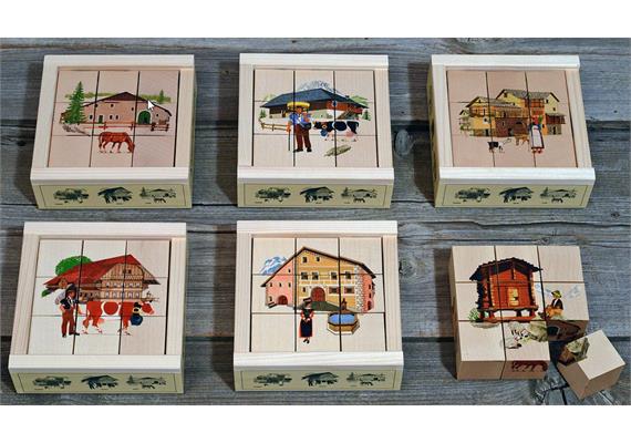 Klötzlipuzzle 9-teilig Schweizerhäuser ,Holzspiel