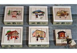 Klötzlipuzzle 9-teilig Schweizerhäuser ,Holzspiel