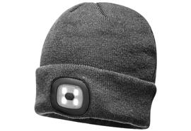 LED Wollmütze grau USB