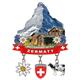 Magnet Charm Zermatt mit Edelweiss Wappen und Kuh