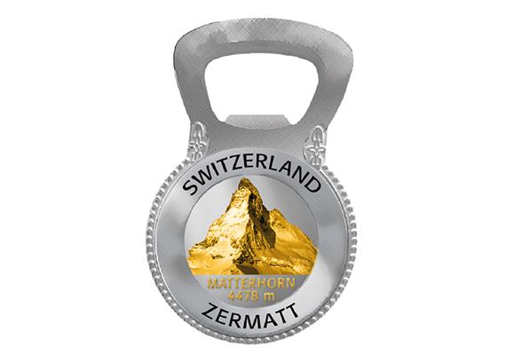 Magnet Flaschenöffner Silber Mattiert Matterhorn
