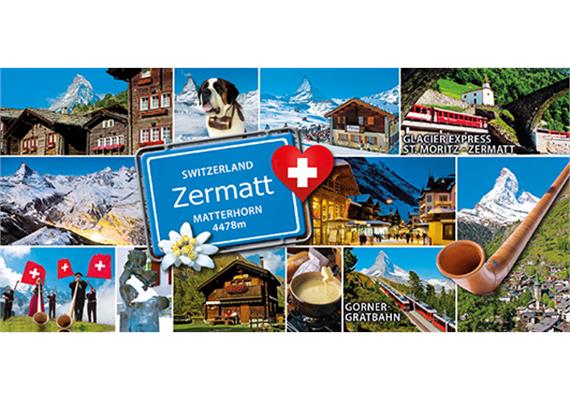 Magnet Panorama Zermatt 12-Bild mit Ortsschild