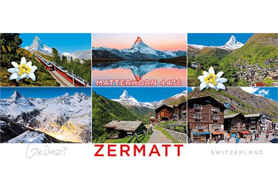 Magnet Panorama Zermatt 6-Bild mit Edelweiß