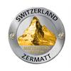 Magnet Rund Silber Mattiert mit Strass Matterhorn