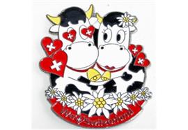 Metal Magnet Cow Couple We love Switzerland