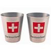 Metall-Becher 2cl mit CH- Kreuz und Switzerland,