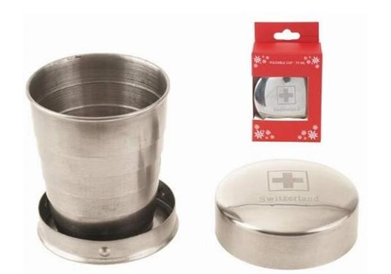 Metall-Becher 4cl. faltbar mit CH-Kreuz & Switzerl