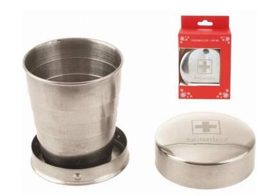 Metall-Becher, zusammenlegbar, mit CH-Kreuz & Swit