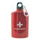 Metall-Feldflasche rot m/ CH-Kreuz & Karabiner 5dl