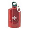 Metall-Feldflasche rot m/ CH-Kreuz & Karabiner 5dl